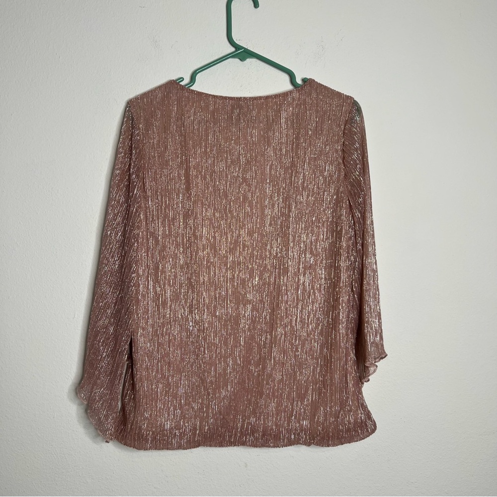 Sara Michelle Women blouse  Long Sleeve Sparkle Rose Gold  Size L - Picture 2 of 7